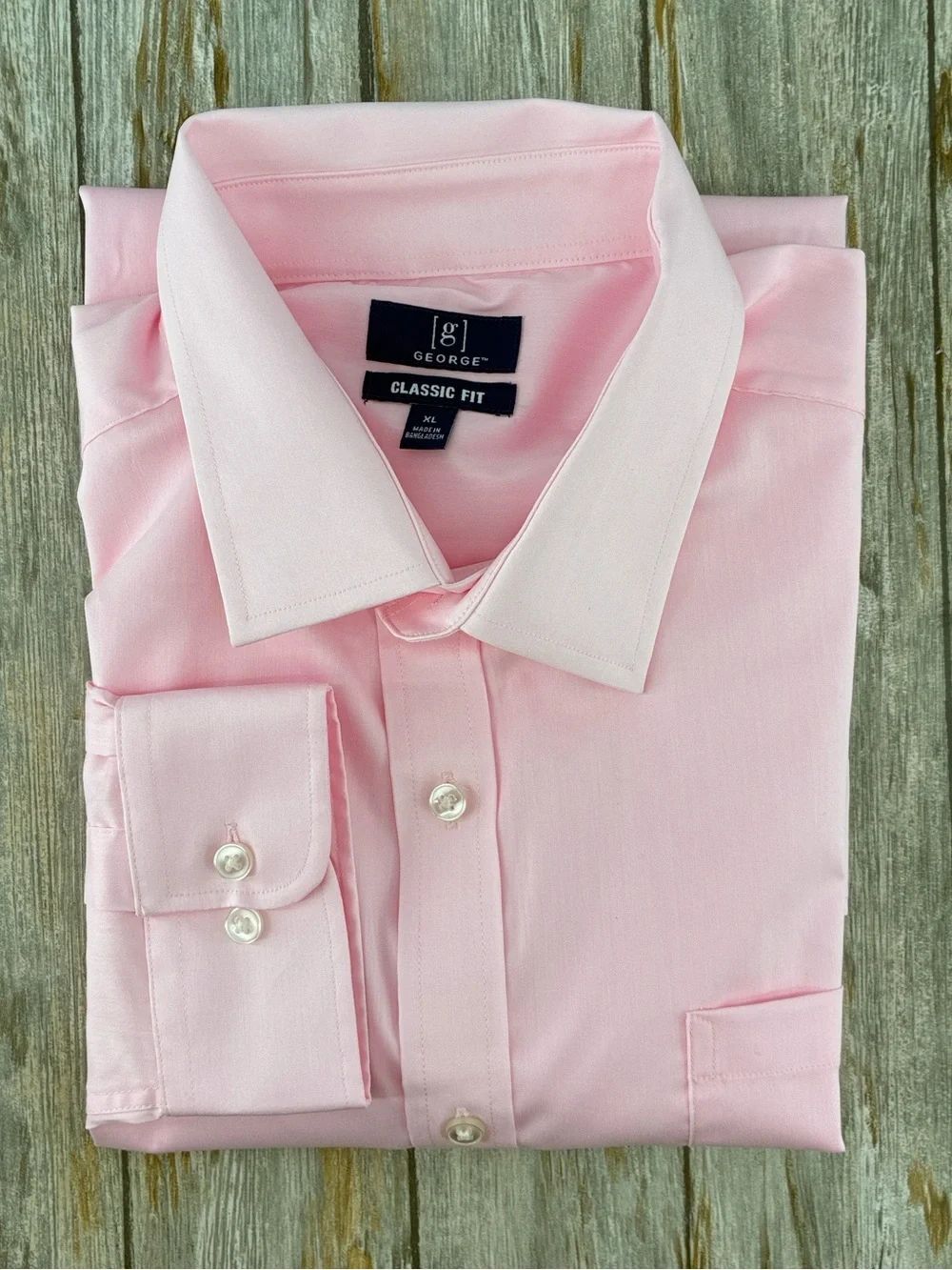 Men’s Classic Fit Dress Shirt Long Sleeved Pink Size XL
